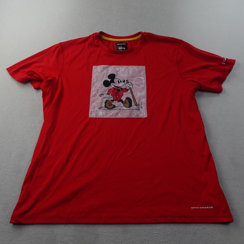 Columbia Disney Zero Rules Mickey Mouse Omni Freeze Shirt Mens XL Red Hiking